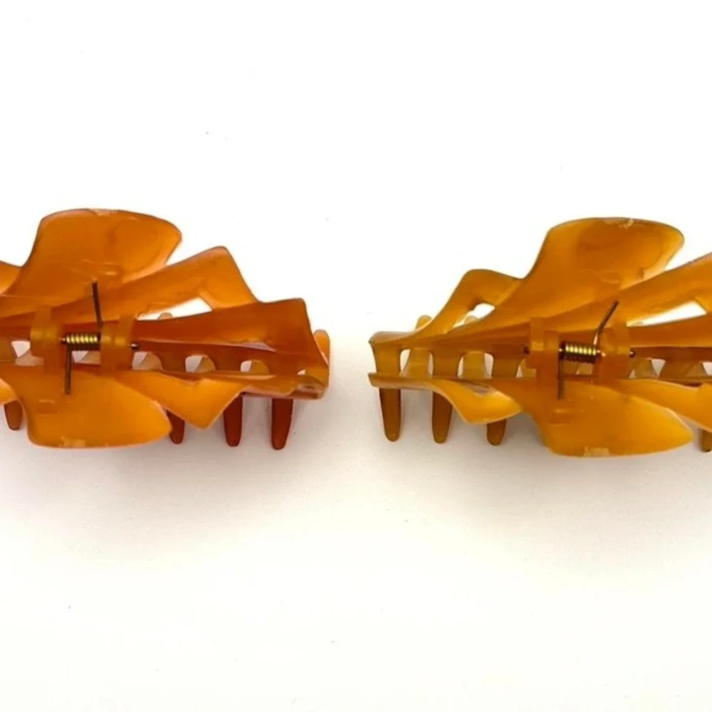 Vintage Mauritius Marbleized Pearlescent Hair Claw Clip Accessories Set Of‎ 2
